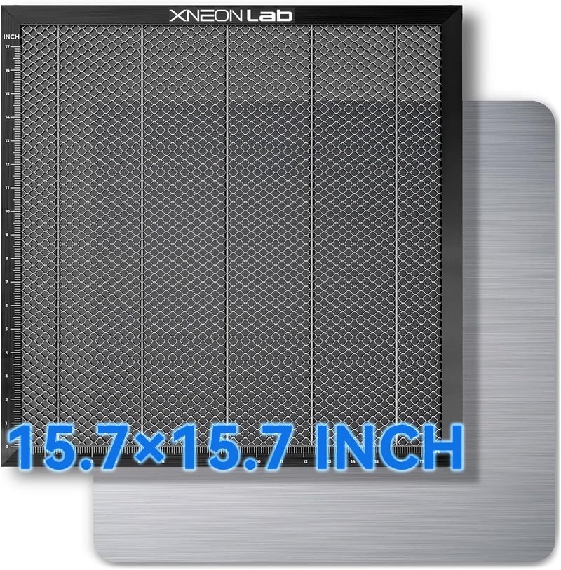 XNEONLab سرير ليزر على شكل خلية نحل - طاولة عمل 400 × 400 × 22 مم مع لوحة ألمنيوم لـ XTool D1 / D1 Pro ومعظم آلات النقش والقطع، ملحقات آلة النقش (مساحة العمل 400 × 400 مم) - Image 1